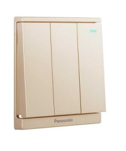 Bộ 3 công tắc 1 chiều Moderva màu vàng có đèn báo